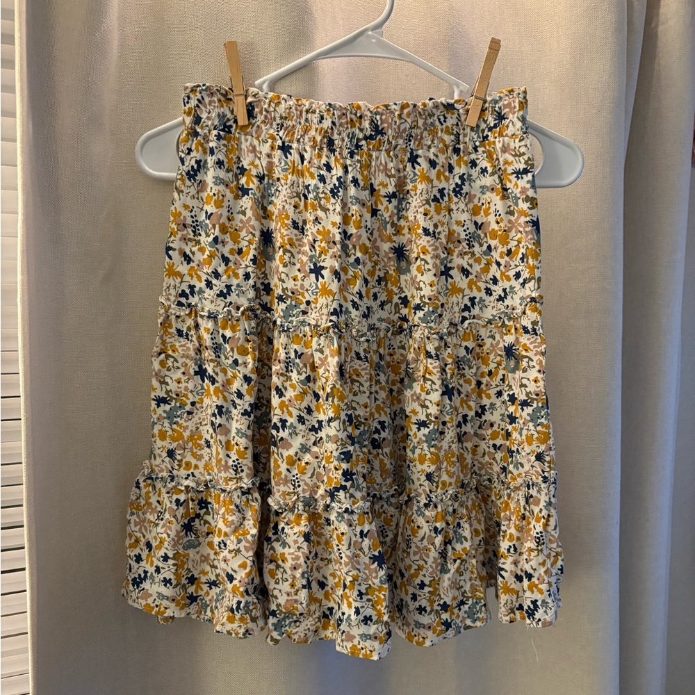 Cynthia Rowley Floral A-Line Skirt - Yellow and Blue